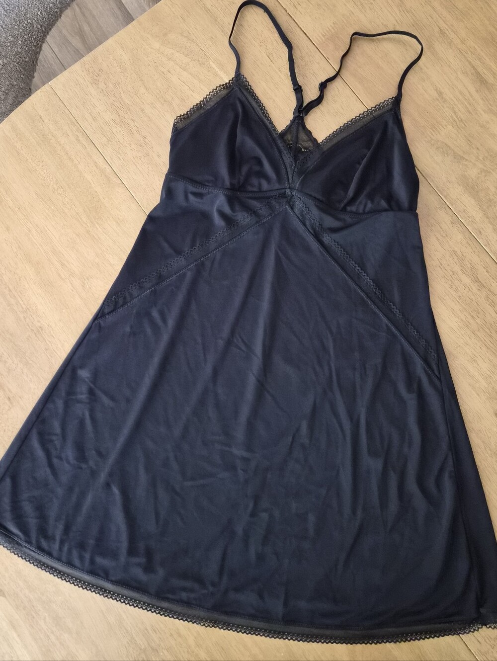 Auden Black Lace-Trim Chemise Slip